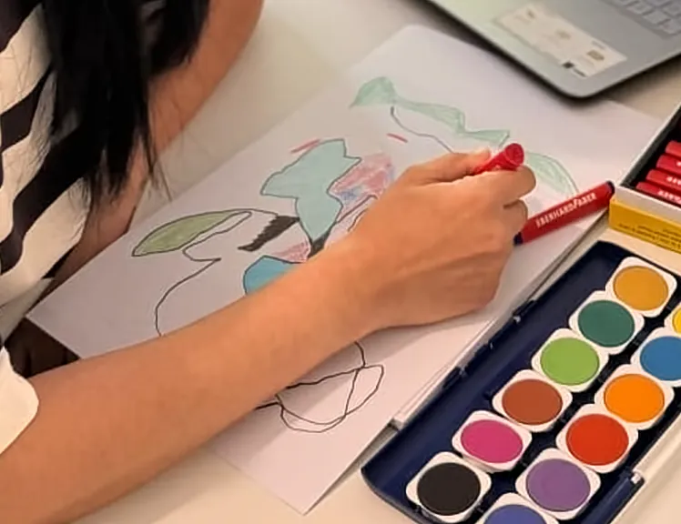 A hand drawing with an oil pastel